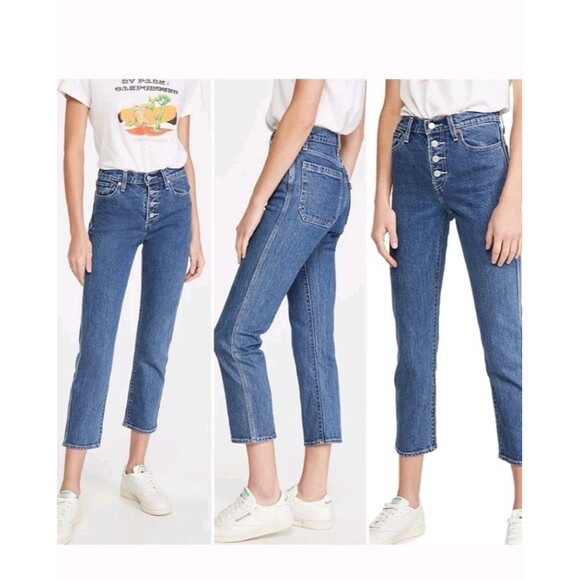 Levi's Wedgie Straight Utility Jeans Button Fly Size 28 - Picture 1 of 12